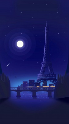 برج-برج ایفل-شب-بنفش-پل-پاریس-رودخانه